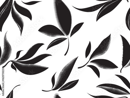 Floral seamless pattern. Branch with leaves Flourish nature summer garden tex...