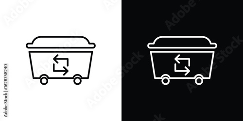 Dumpster icon for app. Thin line signs.