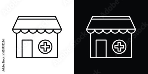 Drugstore icon for app. Thin line signs.