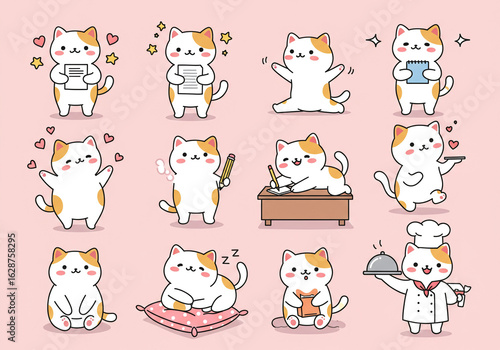 Adorable Fluffy White and Orange Cats in Various Cute Poses and Activities