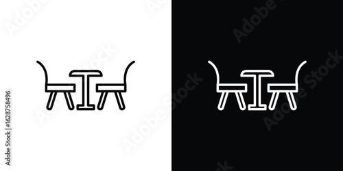 Dining table icon for app. Thin line signs.