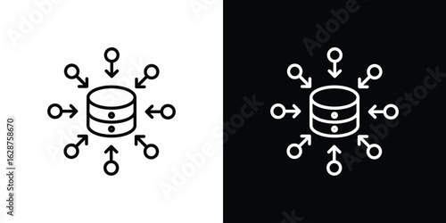 Data aggregation icon for app. Thin line signs.