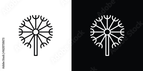 Dandelion icon for app. Thin line signs.