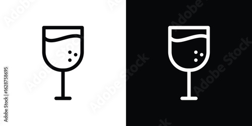 Cup of wine icon for app. Thin line signs.