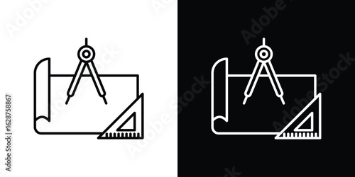 Construction plan pack. vector glyph flat icons