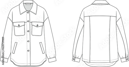 A technical fashion flat sketch on a white background, showcasing the front and back views of a classic tailored vest with a V-neck, single-breasted button closure, and a back tie, 