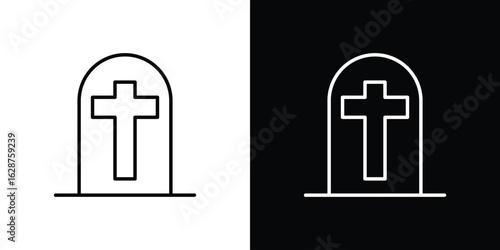 Cemetery icon for app. Thin line signs.