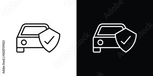 Car insurance icon for app. Thin line signs.