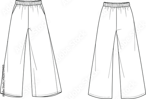 A technical fashion flat sketch on a white background, showcasing the front and back views of a long-sleeve nightgown or sleep shirt with a round neck, partial button placket, 