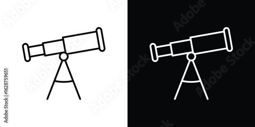 Boat Telescope icon for app. Thin line signs.