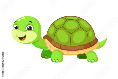 Cute cartoon turtle with a happy expression