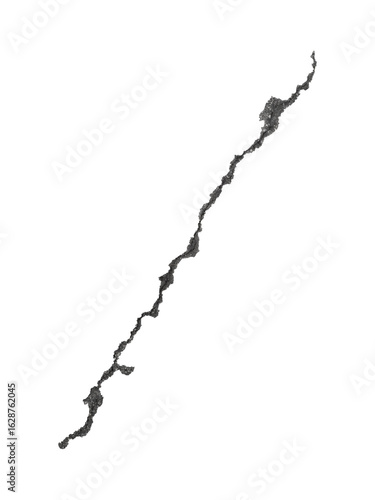 Irregular diagonal concrete crack is isolated.