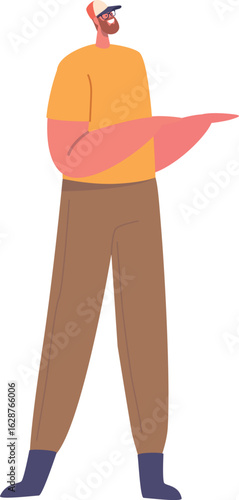 Adult deliveryman standing vector illustration