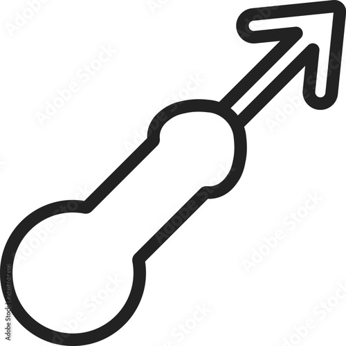 Male genital symbol penis icon with gender sign. Vector. Line style.	