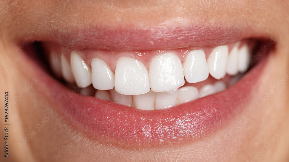 Obraz premium Bright and healthy smile highlighting perfect teeth in close-up view capturing joy and confidence