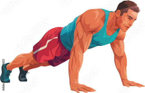 Man performing a push up exercise for a strong chest and arms