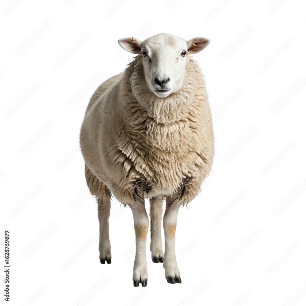 Fototapeta premium White sheep isolated on transparent background isolated transparent background