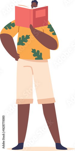 Man enjoying reading activity vector illustration