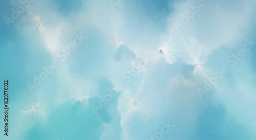 blue sky with clouds watercolor marbel glow background 