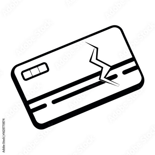 Art of a cracked credit card, isolated on white background