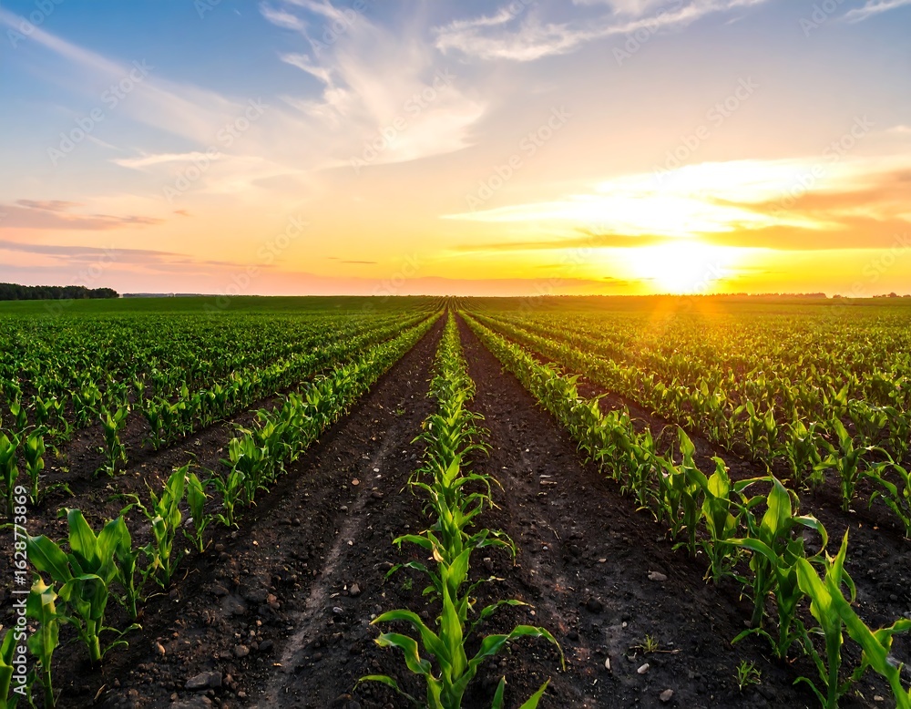 Obraz premium Cornfield at sunset
