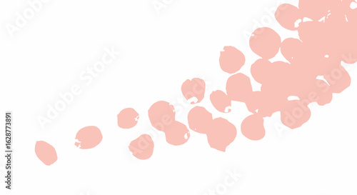 Pink rose petals on white background