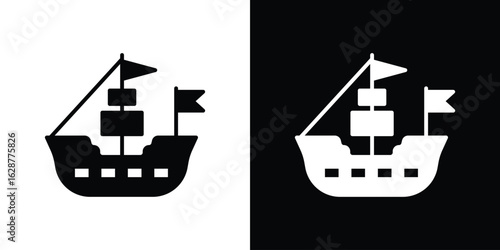 Pirate ship icon Illustration Pixel vector graphics - Vector.