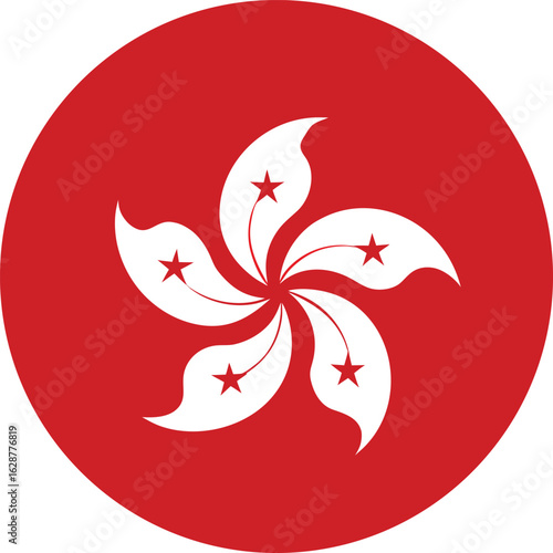 Photography Minimal Hong Kong flag emblem with white flower on red circle