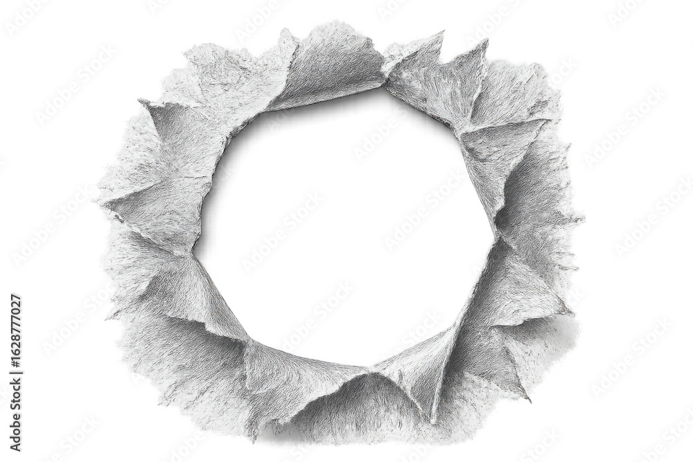 Fototapeta premium Ripped paper hole creating circular frame on transparent background, ideal for overlaying images or text
