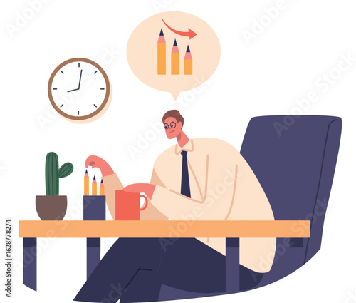 Businessman perfectionist at workplace vector illustration