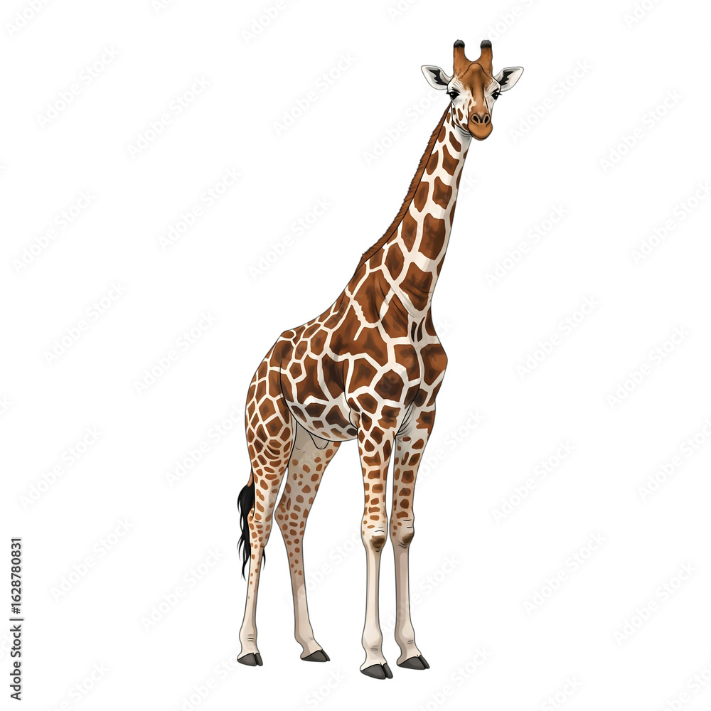 Obraz premium Full body of giraffe isolated on transparent background isolated transparent background