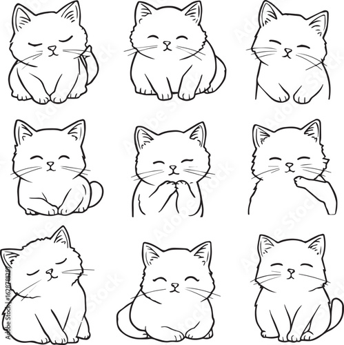 cute cat icon set Adobe Illustrator Artwork