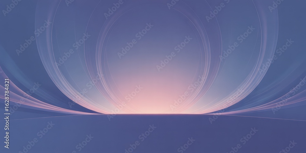 Fototapeta premium Abstract Sunrise Horizon Minimal Lines Blue Pink Glow