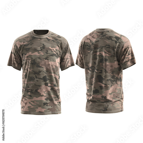 Camo Soldier T Shirt Front and Back Mockup isolated white background