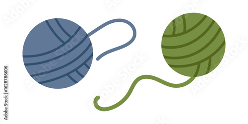 Vector set of cute yarn balls. Collection of colorful knitting elements in flat design. Adorable yarn ball cliparts for creative and cozy craft projects.