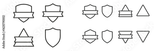 Outline and design elements featuring shields and banners for creative projects and graphic design purposes