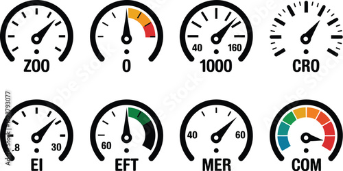 Gauge Set for Measurement: A collection of various gauges, each displaying different measurements, highlighting key aspects of data and information.