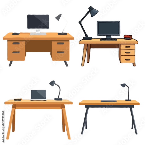 Office Desks Vector Designs 