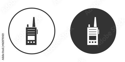 Walkie talkie icon in black round