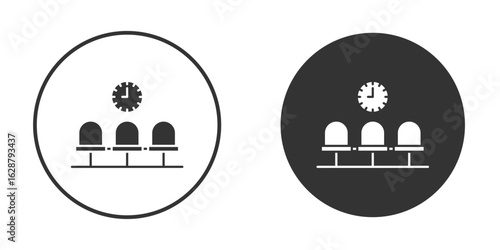 Waiting Room icon in black round