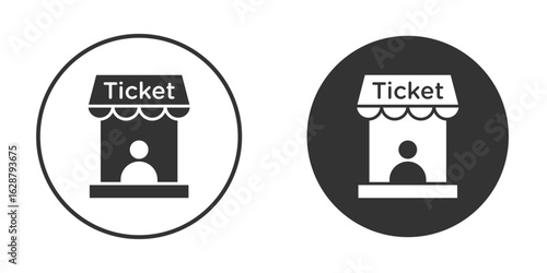 Ticket window icon in black round