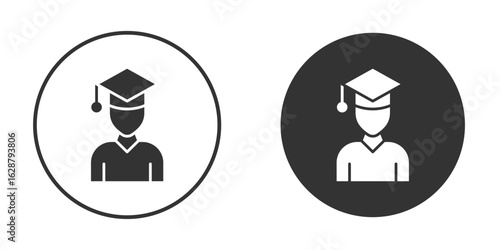 Student icon in black round