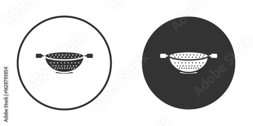 Strainer icon in black round