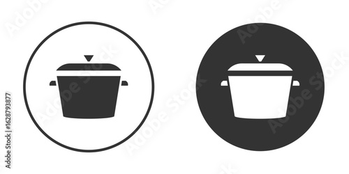 Stew pot icon in black round