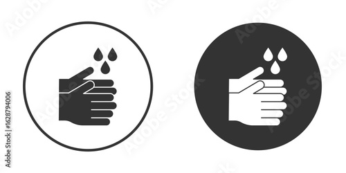 Sanitize hands icon in black round