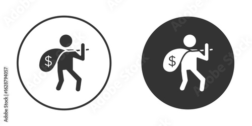 Robbery icon in black round