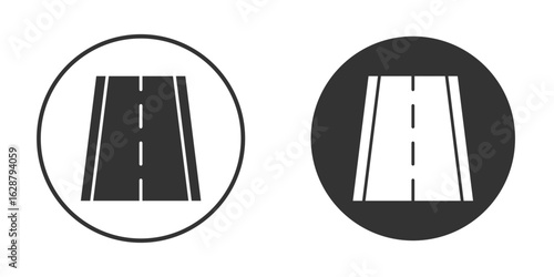 Road icon in black round