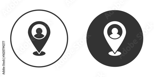 Placement icon in black round