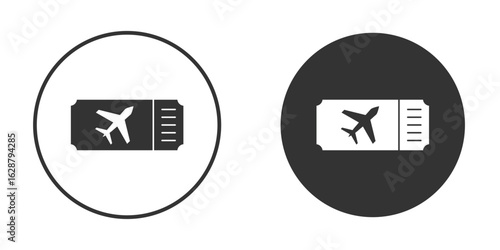 Plane Ticket icon in black round