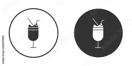 Milkshake icon in black round